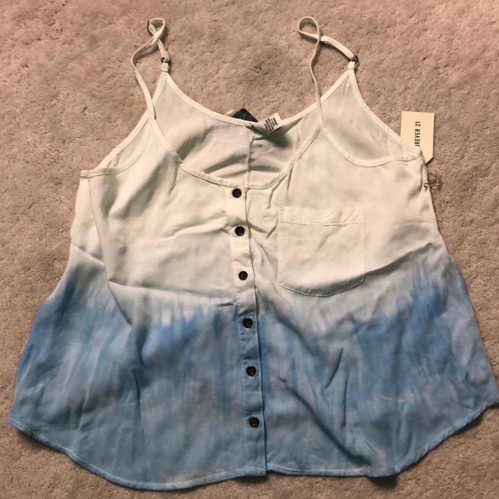 Forever 21 White/Blue Strappy Tank